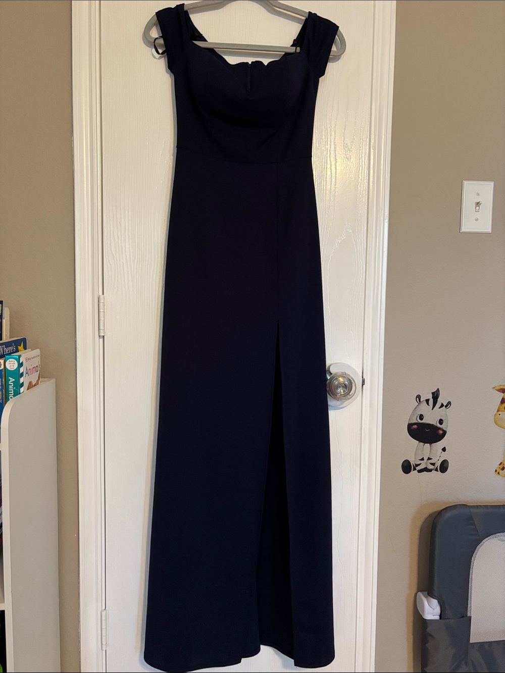 B Darlin Navy Off-Shoulder Maxi Dress